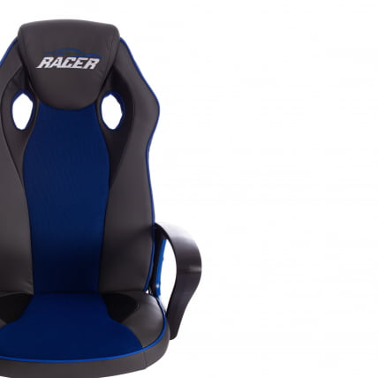 Кресло РАCЕР кож/зам/ткань, металлик/синий, 36/10 / RACER_5