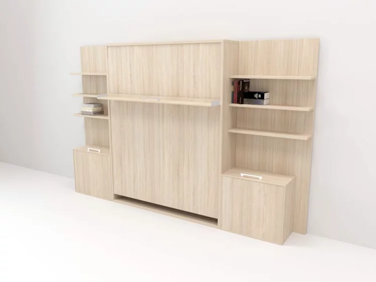 Кровать-трансформер Смарт 1 откидная с полками К 1600 Белая шагрень_0