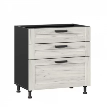 Тумба кухонная 800 с 3 ящиками ЛЮКС (4) Тип 1 Винченца ЛД 234.930.000.071 Черный Дуб Крафт белый_0