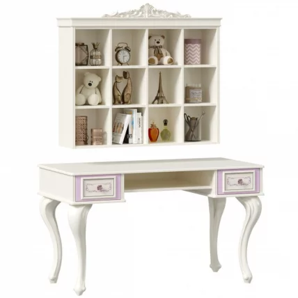 Стол письменный с полкой навесной Маркиза 03 Алебастр_2