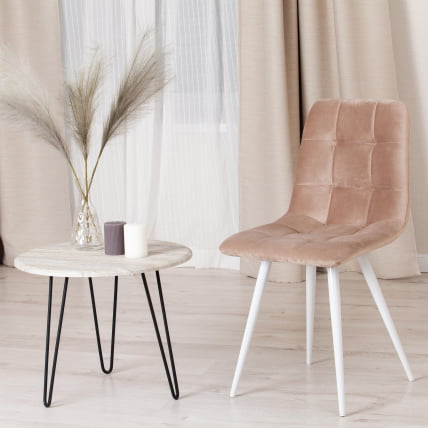 Стул CHILLY (mod. 7095-1) ткань/металл, 45x53х88 см, высота до сиденья 50 см, бежевый barkhat 5/белый_9