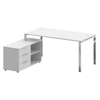 Стол рабочий руководителя с опорной тумбой левый METAL SYSTEM DIRECT БГ.СРТ-4.8 Л Белый_0