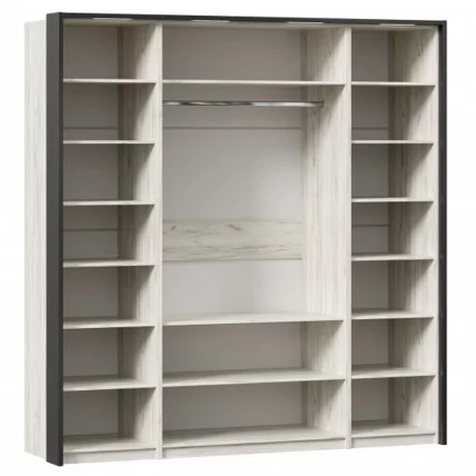 Шкаф четырехстворчатый с комбинированными дверями и паспарту Техно 15 Дуб Крафт белый Серый шифер_2