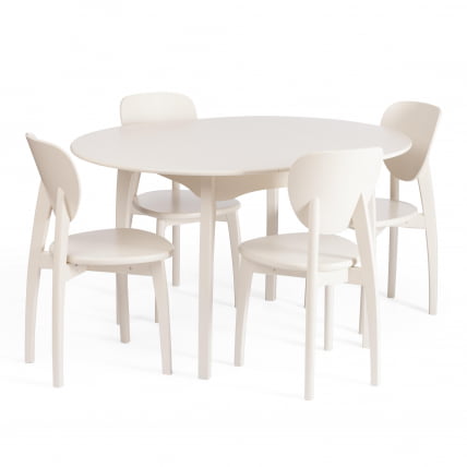 Стол DIAMANTE круглый бук, мдф, шпон дуба, 100 х 100+30 х 75 см, Ivory white_9