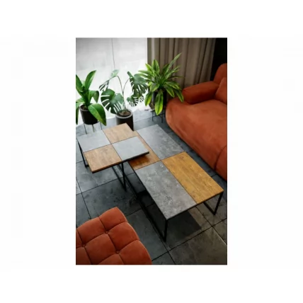 Стол журнальный Фьюжн Дуб американский/серый бетон_5