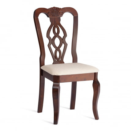 Стул Афродита/ Aphrodite дерево гевея, 46х54х99см, Cappuchino , ткань кремовая с рисунком (А04)_0