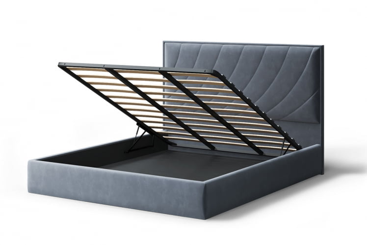 Кровать СОФИЯ 2000*1200мм (без опор), велюр Бренди лайт 28 (серый), (б/основания, б/матраса)_2