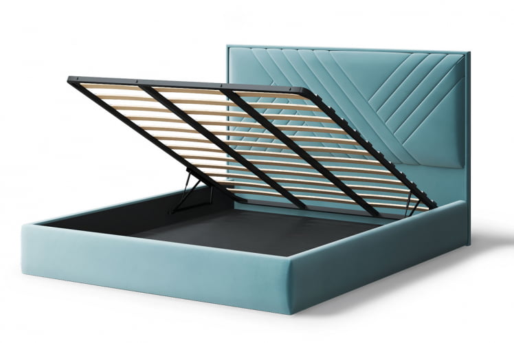 Кровать МИРА 2000*1600мм (без опор), велюр НЕО 22 (бирюзовый), (б/основания, б/матраса) / NEO_2