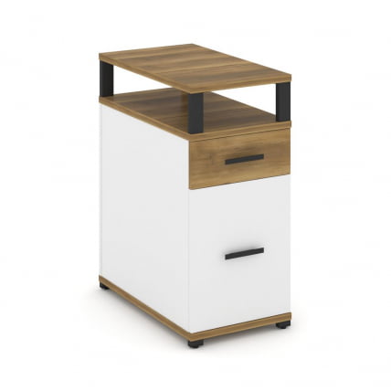 Тумба опорная/приставная с ящиком, распашным фасадом и надставкой CONCEPT CN.TGO-006 B/W Сандал Янтарный Белый бриллиант Черный_0