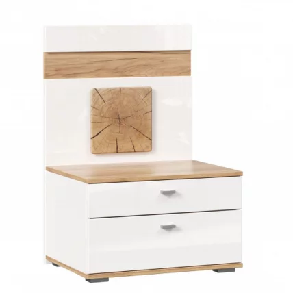 Тумба прикроватная с декоративным щитом Фиджи 014 Дуб Золотой Белый_0