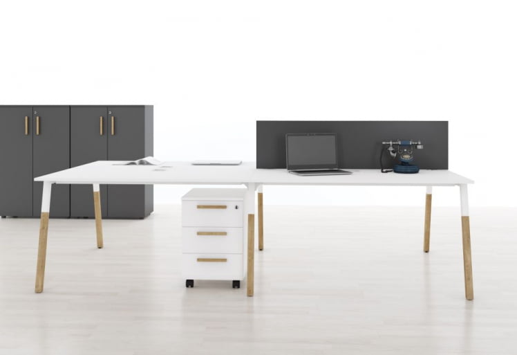 Комплект офисной мебели Forta №2 Белый премиум Черный графит Дуб Гамильтон_0