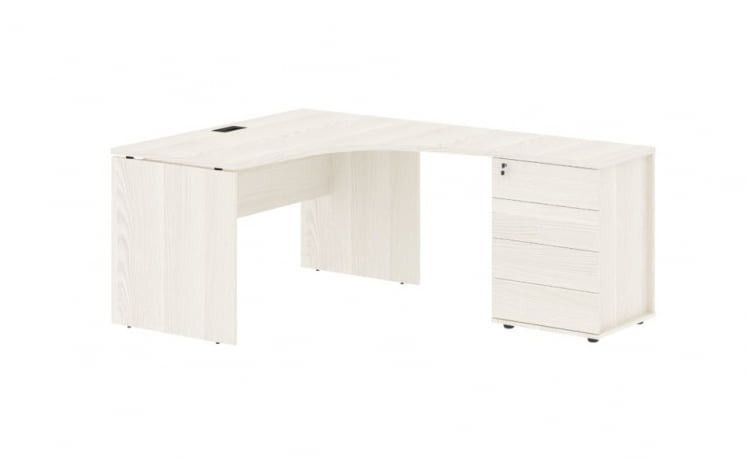 Стол эргономичный с тумбой правый EDIS EDCET 1518 R Ясень Траун Черный_0