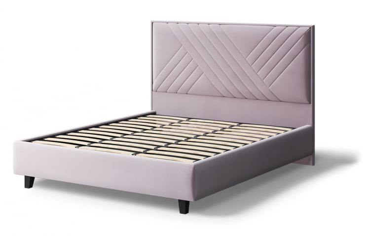 Кровать МИРА 2000*1400мм (на опорах), велюр НЕО 15 (лиловый), (б/основания, б/матраса) / NEO_2
