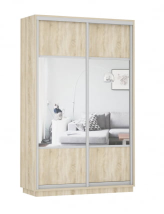 Шкаф-купе двухдверный Экспресс Дуо Комби 1400х2400h Дуб сонома_0