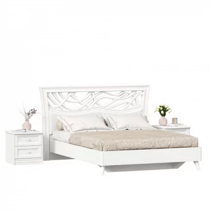 Кровать двуспальная 1600 с тумбами Джулия Белая_0