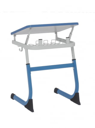 Парта одноместная регулируемая по высоте СМАРТЙ 600х500 с углом наклона столешницы и антивандальной полиуретановой кромкой (рост 3-5) Желтый/Серый / SMARTY_1