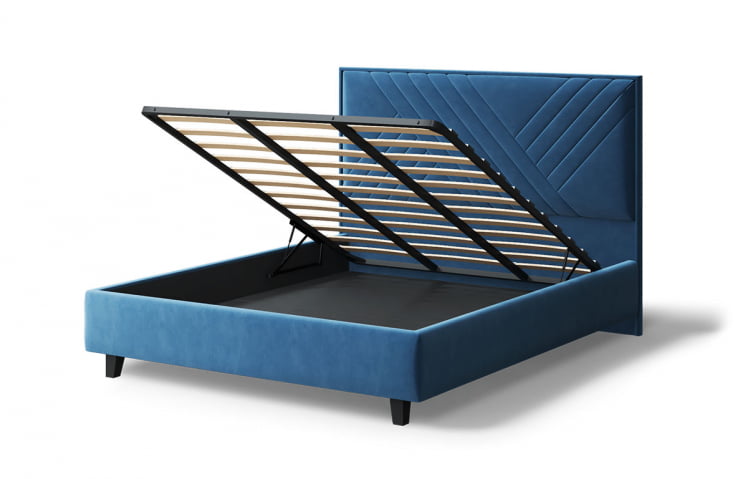 Кровать МИРА 2000*1200мм (на опорах), велюр Бренди лайт 08 (синий), (б/основания, б/матраса)_3