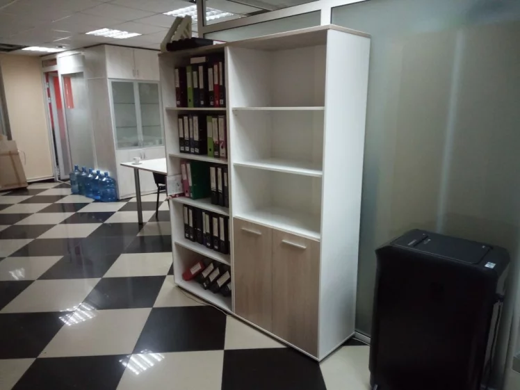 Шкаф 4 широкий верх открытый, низ закрытый Deka 10.19.111 Дуб Сантана светлый/Белый_12