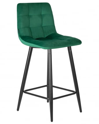 Стул полубарный DOBRIN OLIVIA (черные матовые ножки, зелёный велюр (108-64))_1