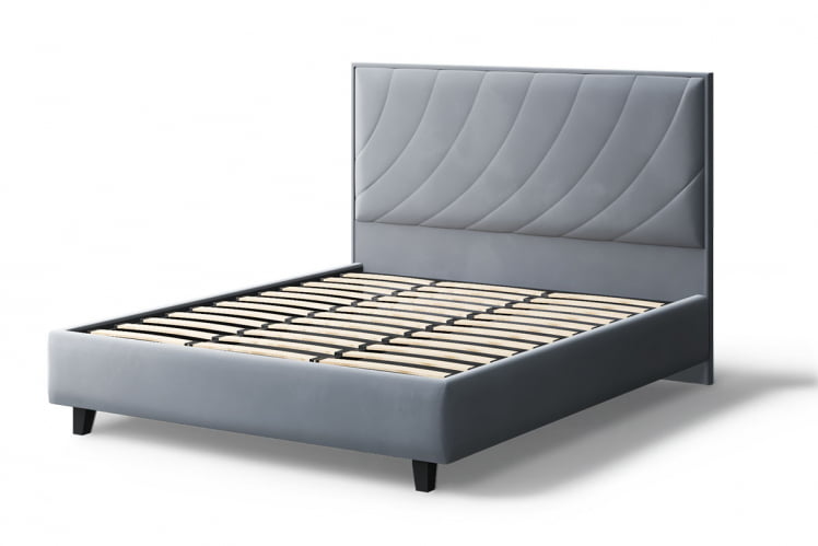 Кровать СОФИЯ 2000*1800мм (без опор), велюр НЕО 25 (серый), (б/основания, б/матраса) / NEO_1