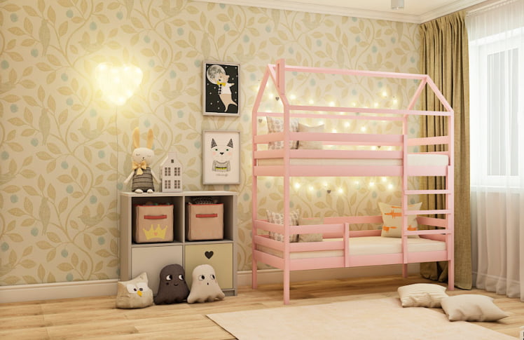 Кровать-домик RooRoom кд-77Р Розовый_0