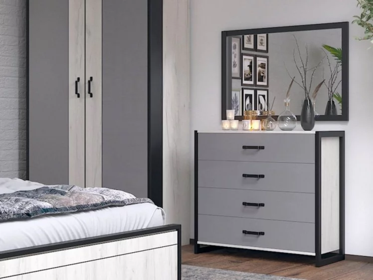 Комод с 4 ящиками Техно ЛД 678.110.000 Дуб Крафт белый Серый шифер_4