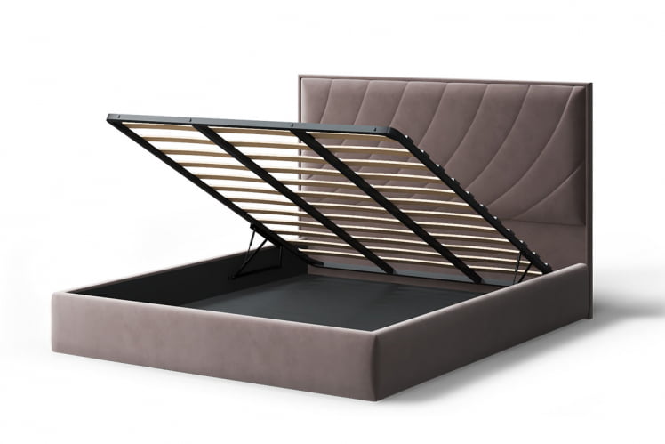 Кровать СОФИЯ 2000*1600мм (без опор), велюр Бренди лайт 05 (кофе), (б/основания, б/матраса)_2