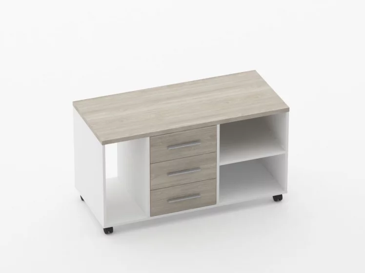 Тумба подкатная с нишей и полкой Deka 9.05.03Л Дуб Сантана светлый/Белый_0