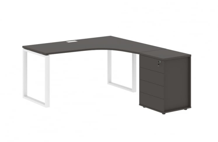 Стол эргономичный с тумбой правый EDIS EQCET 1518 R Мокко Белый_0