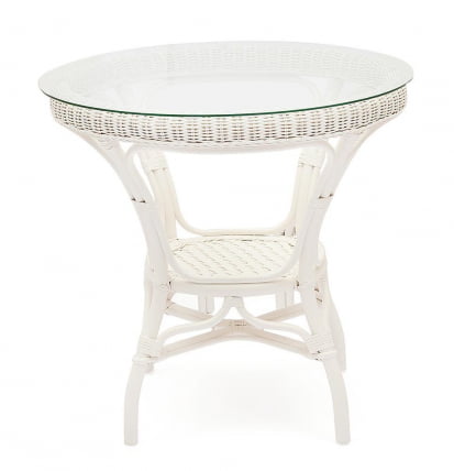 Комплект обеденный ANDREA ( стол со стеклом + 4 кресла + подушки) TCH White (белый), Ткань рубчик, цвет кремовый_2