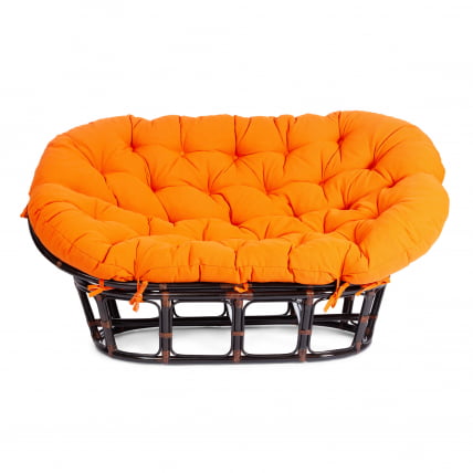 Диван MAMASAN/МАМАСАН 23/02 W /с подушкой/ подушка 182х119 см, 169х102х80 см, Antique brown (античный черно-коричневый), ткань, оранжевый, С 23_2