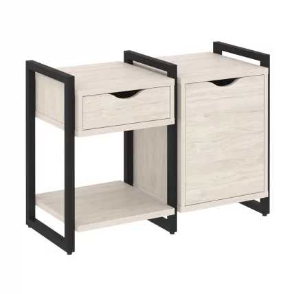 Тумба на регулируемых опорах наборная. Вариант №3 LOFT VR.L-TN-3.O Металл черный Денвер светлый_0