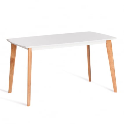 Стол обеденный Claire столешница МДФ, опоры дерево гевея, белый / натуральное дерево, 135 x 80 x 75см_0