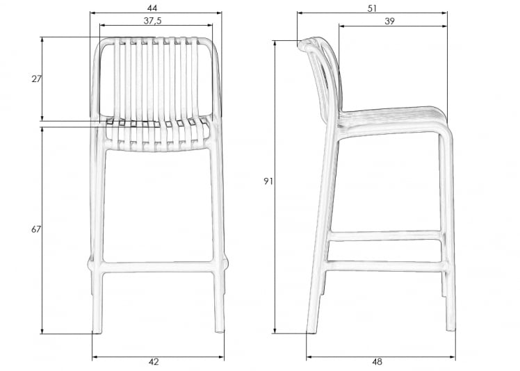 Стул полубарный DOBRIN CHLOE Белый_9
