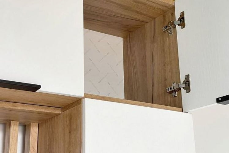 Антресоль трехдверная Бери MPR-026 Дуб крафт золотой/белое дерево_7