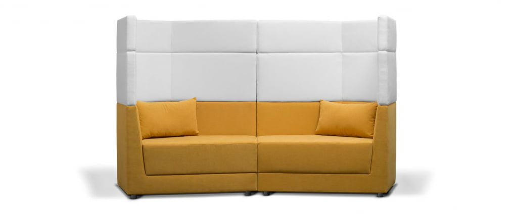 Диван с трехъярусной спинкой правый Элемент 2В3 Желтый/Белый_1