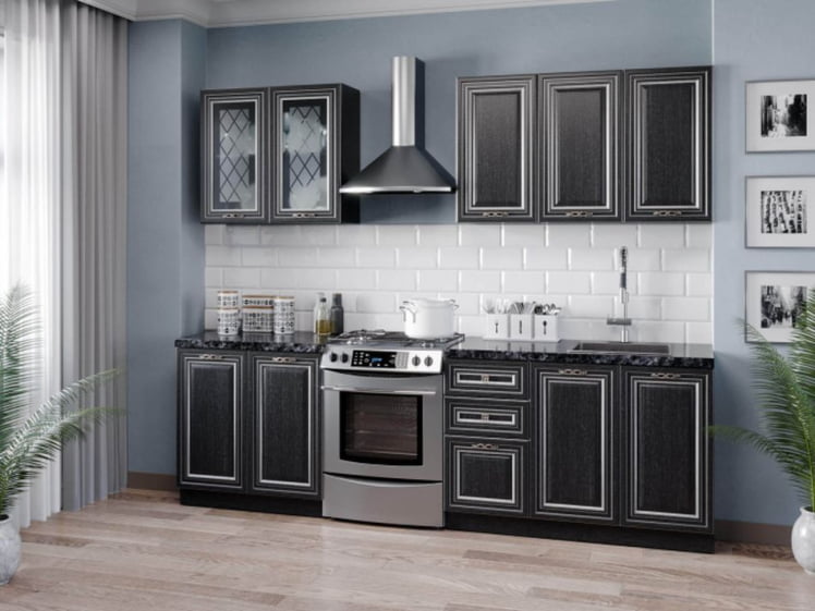 Кухонный гарнитур 2600 Италия №01 Черный Дуб темный_0