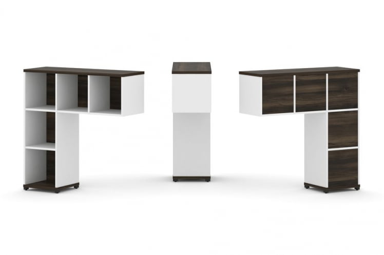 Надставка на стол низкая односторонняя + задняя стенка 5шт. CONCEPT CN.ONN-001 Дуб Мали Белый бриллиант Черный металл_0