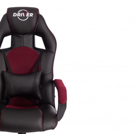 Кресло DRIVER (22) кож/зам/ткань, черный/бордо, 36-6/TW-13_5