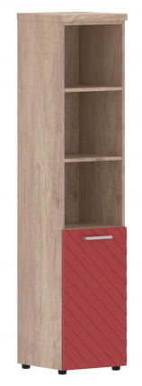Шкаф колонка с глухой малой дверью и топом (левый) Torr LUX TLHC 42.5 L Дуб Каньон Красный_0
