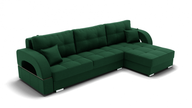 Диван Элита-3 угол левый/правый (ЗР) Цвет фасада: Зеленый; Тип: Левый/правый; Материал фасада: Металл/Велюр_0
