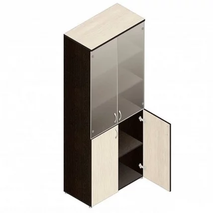 Шкаф для документов с тонированным стеклом Р.Ш-2СТ Венге Дуб молочный_0