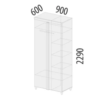 Шкаф для одежды с полками и штангой Катрин 92.13 Дуб венге Белый песок Браун вуд_1