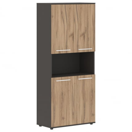 Шкаф с двумя комплектами глухих малых дверей ЕДИС ЕХCС 85.4 Дуб Денвер светлый Белый Мокко / EDIS EHCS_0