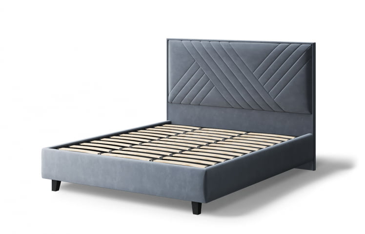 Кровать МИРА 2000*1400мм (на опорах), велюр Бренди лайт 28 (серый), (б/основания, б/матраса)_2