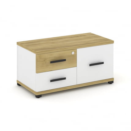 Тумба приставная сервисная CОНCЕПТ CН.ТСР-001 Б/В Дуб Винченцо Белый бриллиант Черный / CONCEPT CN.TSR-001 B/W_0