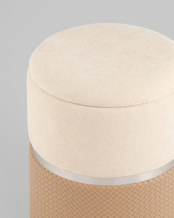 Пуф Кэрри с ящиком бежевый шенилл с экокожей_6