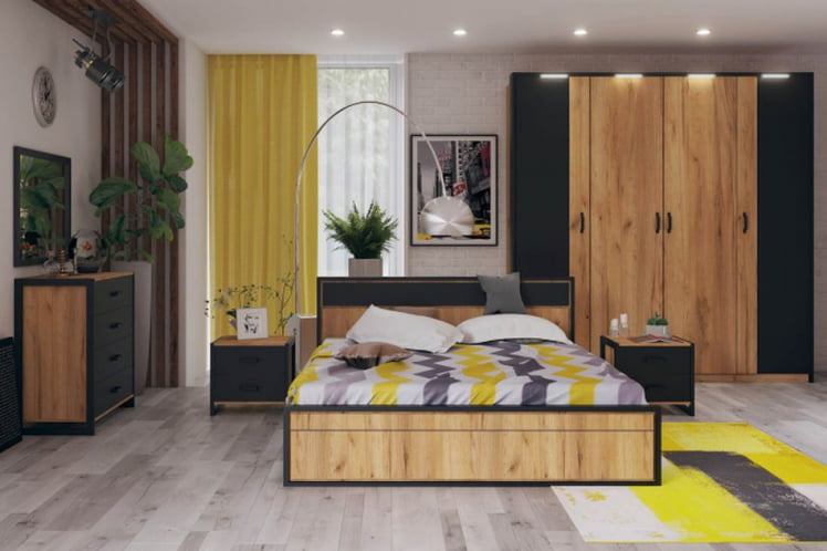 Комод с 4 ящиками Техно ЛД 678.110.000 Дуб Золотой Черный_4