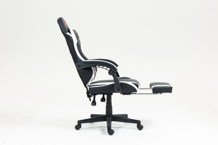 Кресло спортивное ТопЧаирс Пропхет с оттоманкой черно-белый / TopChairs Prophet_6