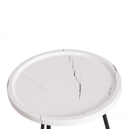 Столик кофейный LANCOME металл / МДФ, 45 х 45 х 45 см, белый мрамор/черный_1